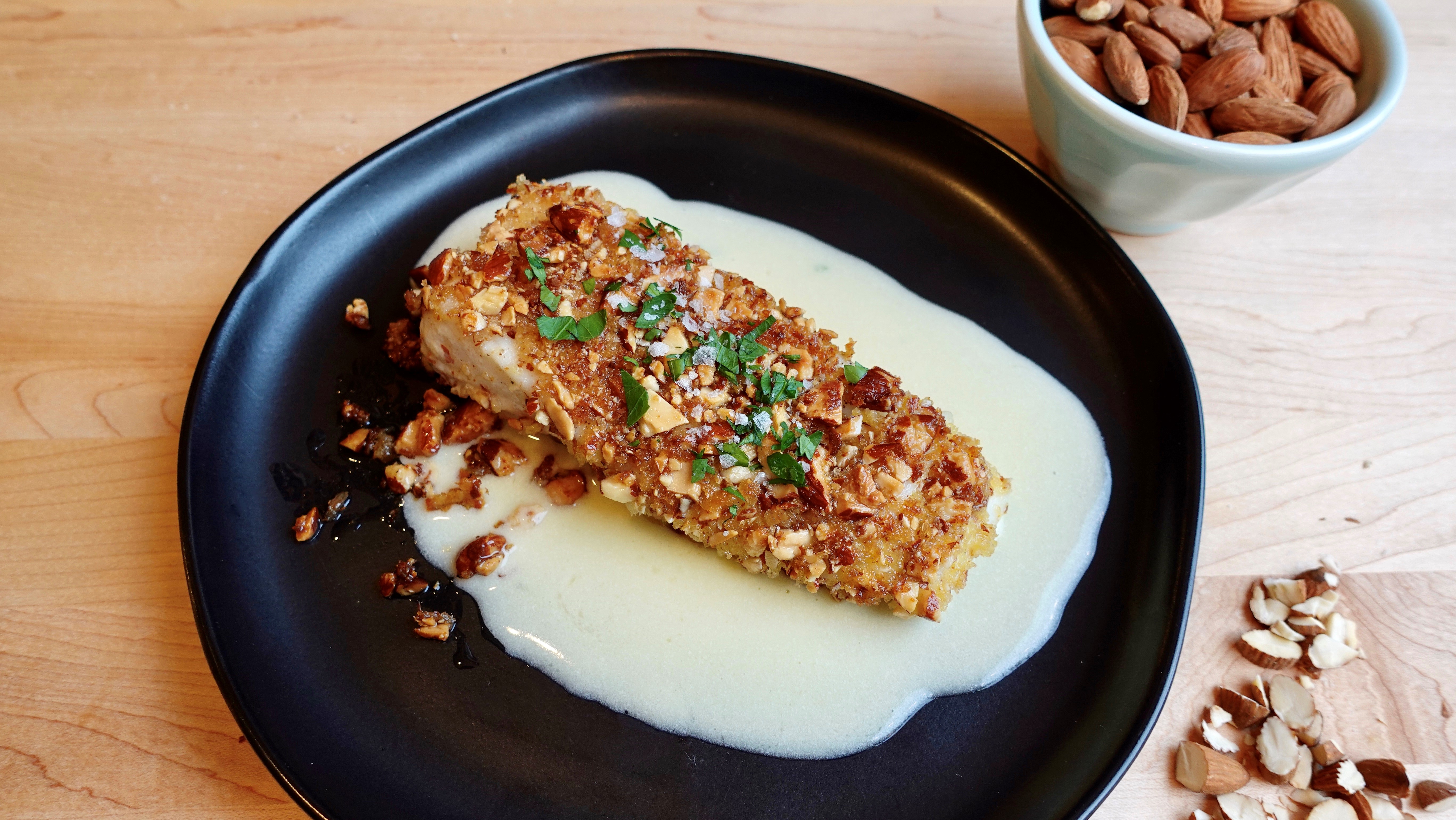 Almond crusted halibut