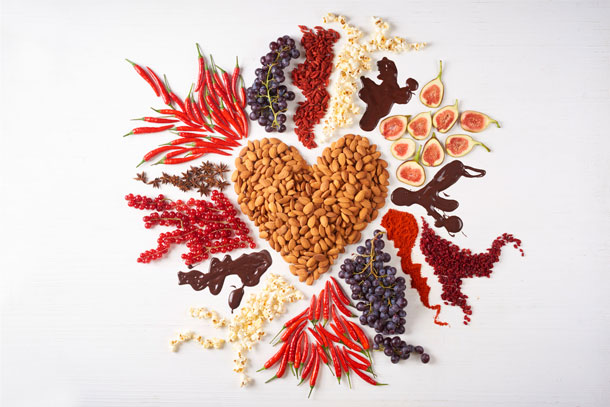 Almond heart with dried fruits and nuts