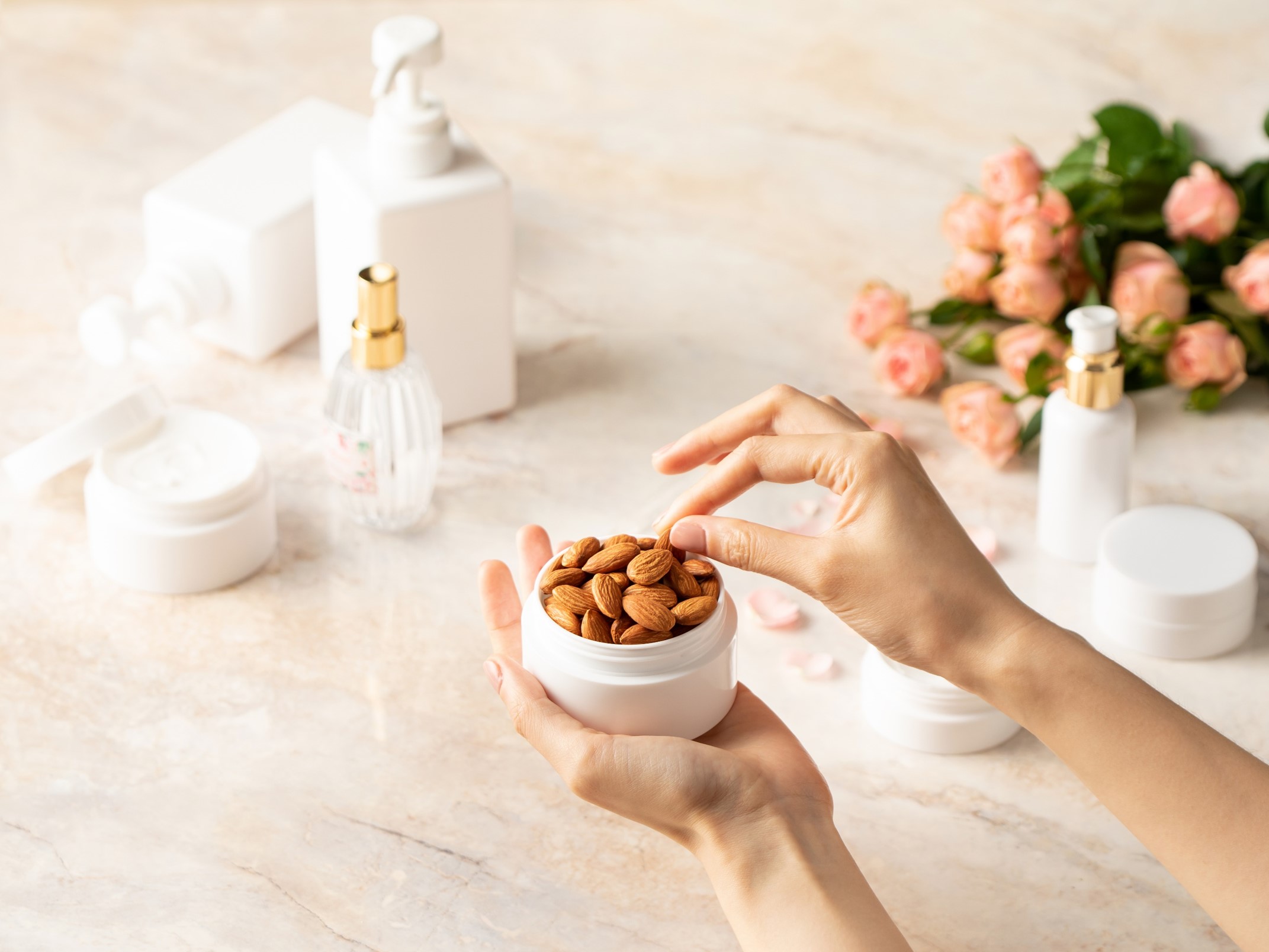 almonds in a small bottle